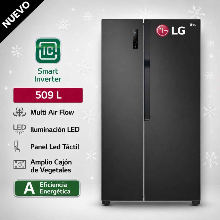 Refrigeradora Side By Side GS51MPD Con Múltiple Flujo de Aire, Negra 509L No Frost