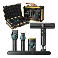OEM - Máquina Barbería Profesional VGR 4 En 1 Clipper Trimmer Shaver Secador Con Base De Carga