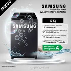 SAMSUNG - Lavadora 19Kg EcoBubble WA40F19E7CPE Gris Grafito - Modelo Nuevo