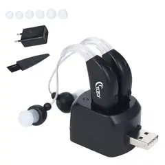 GENERICO - AUDIFONO AURICULAR AMPLIFICADOIR SORDERA SORDO RECARGABLE NEGRO