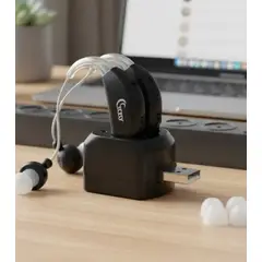 GENERICO - AUDIFONO AURICULAR AMPLIFICADOIR SORDERA SORDO RECARGABLE NEGRO