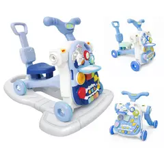 OEM - Andador Bebé 5 en 1 Caminador Multifuncional Con Mesa De Juegos Música Luces Y Scooter Azul