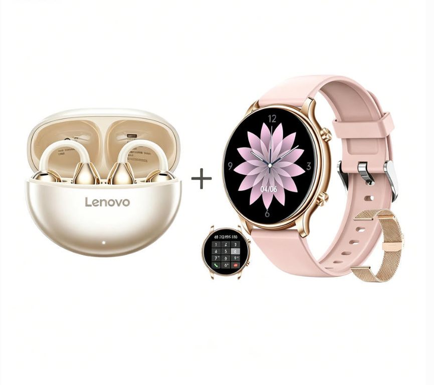 Y66 Smartwatch+Audífonos Auriculares Bluetooth Clip TA140-Blanco