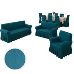 SALA FABULOSA - Pack Mueble 3-2-1 + 8 fundas de sillas en alto relieve Natural Culture - Jade