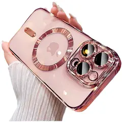 PERU IMPORTACIONES - CASE IPHONE 15 PRO MAX CON PROTECTOR CAMARA ROSA