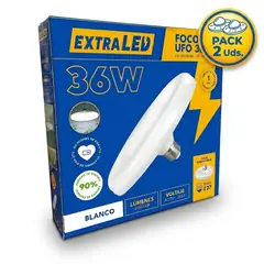 EXTRALED - Pack x2 Foco LED Tipo UFO 36W Luz Blanca