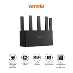 TENDA - Router WiFi 7 TE3L BE3600 Mesh 3570Mbps 5 Ant