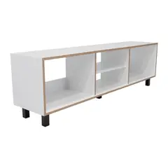FMFURNITURE - Rack Tv 70 Con 5 Repisas Fm-033B - Blanco Y Café Claro