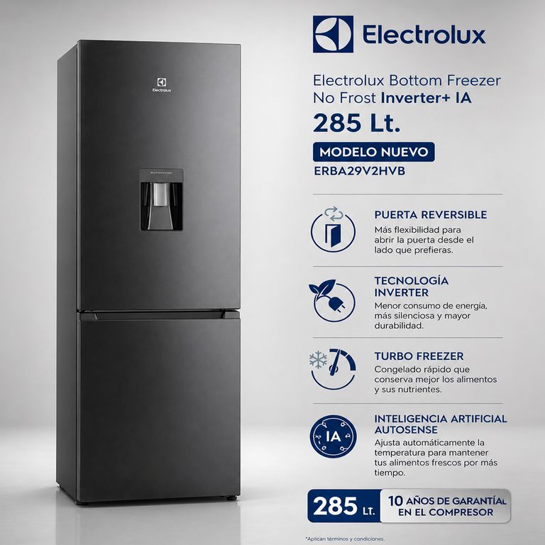 Refrigeradora Bottom Freezer No Frost Inverter 285 Lt. - ERBA29V2HVB