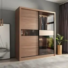 MASIVA HOME - Ropero Rikum 2 puertas con espejo Marrón -