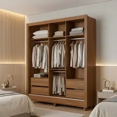 MASIVA HOME - Ropero Tiara con espejo Marrón y Blanco -