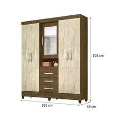 MASIVA HOME - Ropero Totoro con espejo Marrón y Beige -