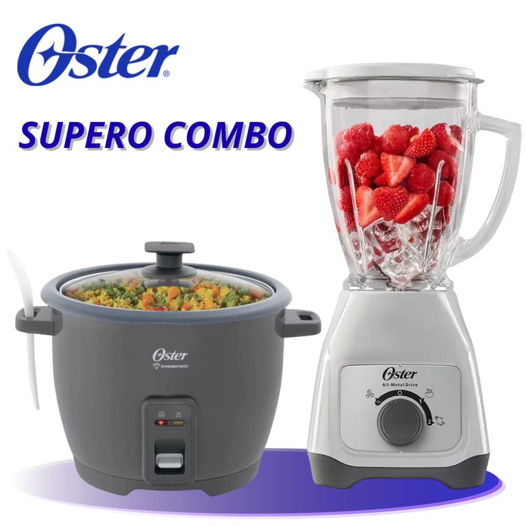 Combo Oster: Licuadora 800W + Olla Arrocera 10 Tazas
