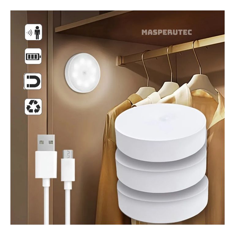 Luces Led con Sensor de Movimiento Recargable X3
