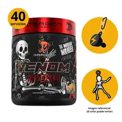 DRAGON PHARMA - Pre entreno Venom Inferno 40 servicios - Brazo de 50 Limón + portasuplementos