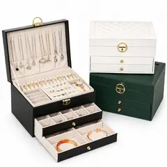 MINARI - Joyero Cofre Organizador de Joyas Reloj Anillos Aretes Collares J500 - Color Aleatorio