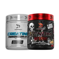 DRAGON PHARMA - Creatina 300g + Pre entreno Venom Inferno 40 servicios