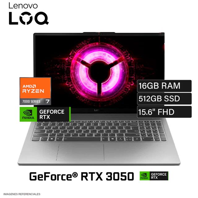 LAPTOP LOQ 15ARP10E AMD RYZEN 7 7735HS 83S0001LLM RAM 16GB SSD 512GB 15.6" FHD RTX 4050 6GB