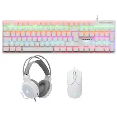 HALION - COMBO GAMER WHITE TECLADO MECANICO MOUSE RGB AUDIFONO BLANCO ICECOOL K431C