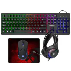 HALION - COMBO GAMER TECLADO PAD MOUSE AUDIFONO BLACK LOTUS HA-K430C RAINBOW