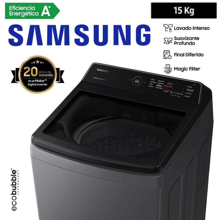 LAVADORA 15KG COLOR GRIS MOD WA15CG5441BD