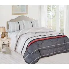 CASATEX - EDREDON 5 PIEZAS TELA CON TELA LUJOSO ACOLCHADO 3 PLAZAS KING 1200 HILOS