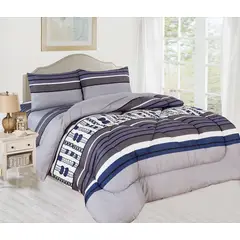 CASATEX - EDREDON 5 PIEZAS TELA CON TELA LUJOSO ACOLCHADO 3 PLAZAS KING 1200 HILOS