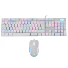 HALION - KIT WHITE RGB TECLADO MECANICO Y MOUSE 7200 DPI DAMON HA-863C BLANCO