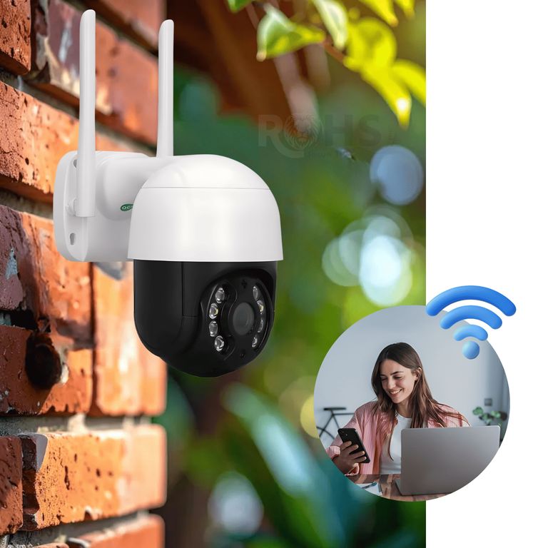 Cámara De Seguridad WiFi Exterior 360° 1080P Con Visión Nocturna Audio Bidireccional Y Detección De Movimiento