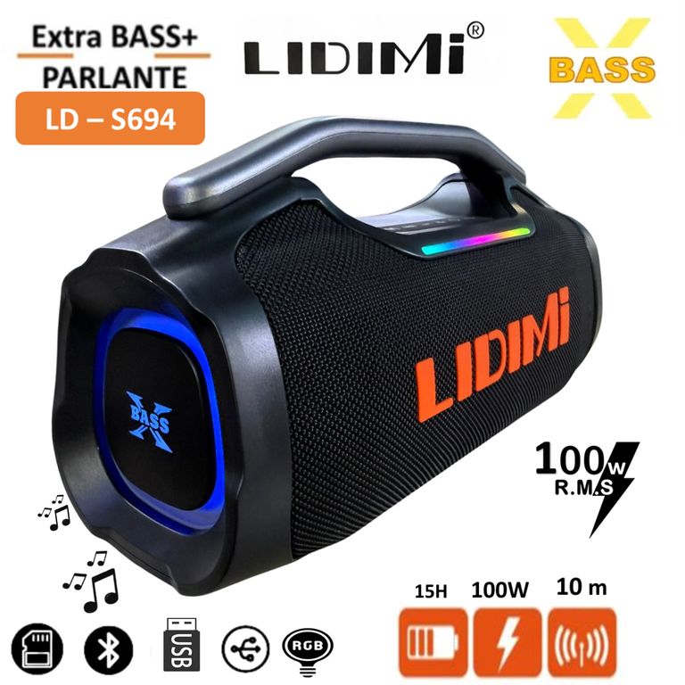 Parlante Bluetooth Super 100W LD-S694 USB LED RGB