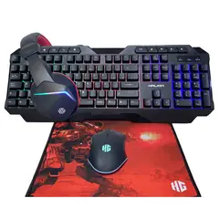 HALION - COMBO GAMER TECLADO PAD MOUSE AUDIFONO BLACK MERCURY HA-404C RAINBOW