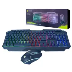 HALION - TECLADO GAMER Y MOUSE BLACK LED RAINBOW SPARTAN HA-808C