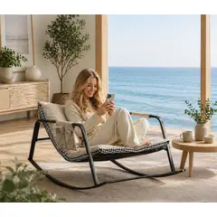 GENERICO - SILLA MECEDORA SILLÓN SOFÁ EXTRA GRANDE ALMOHADA DOBLE CARA TERRAZA JARDIN PLAYA INTERIOR EXTERIOR