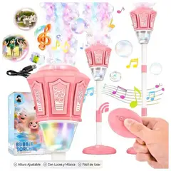 GENERICO - Máquina Farol de Burbujas Automático Musical con Luces LED y Batería Recargable - Color Rosado