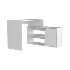FMFURNITURE - Escritorio En L 1 Puerta 116,6X100X73,6 Cm Fm-033B Blanco