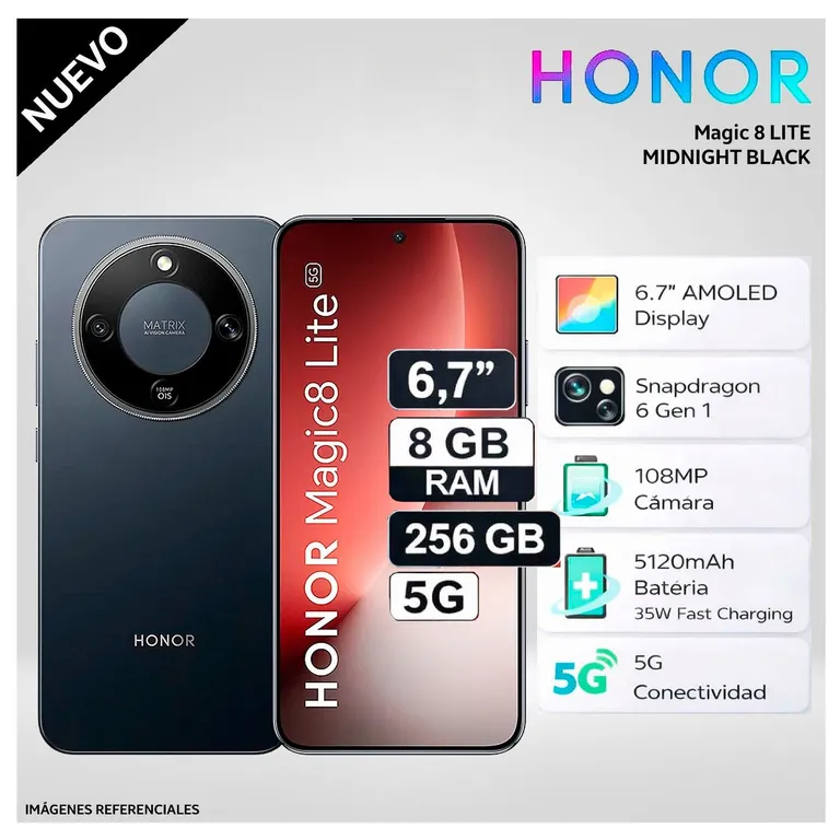 Celular Smartphone Magic 8 LITE 5G 8GB RAM 256GB SSD BLACK
