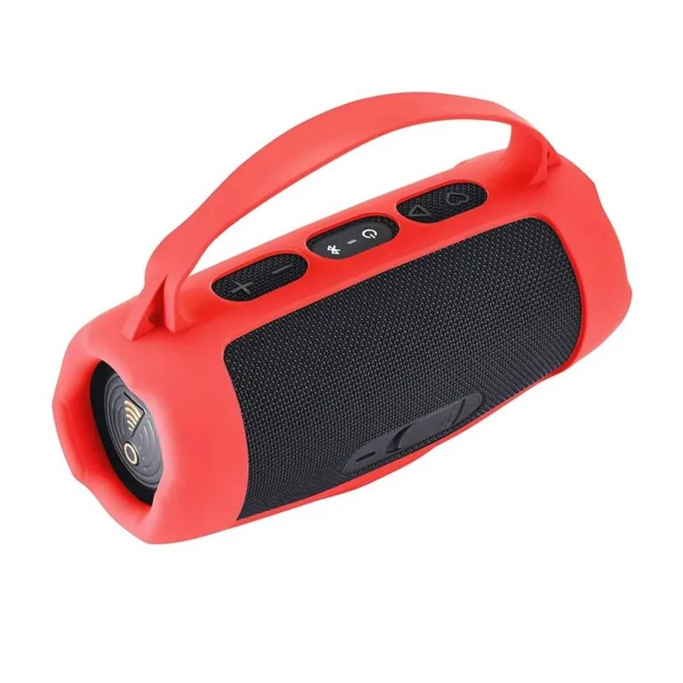 FUNDA PROTECTORA DE SILICONA CON AGARRE COMPATIBLE CON JBL CHARGE 5 COLOR ROJO