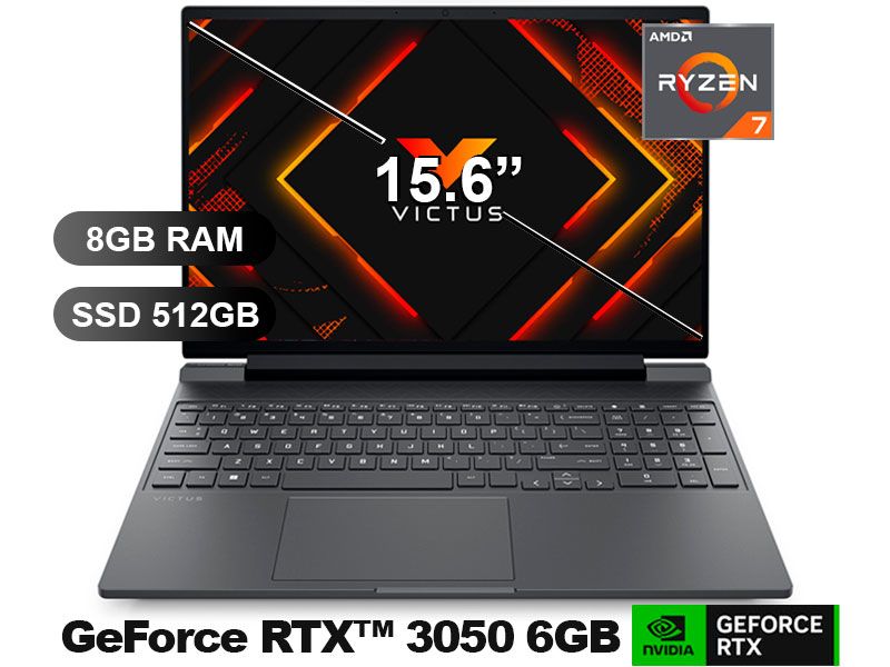Laptop VICTUS GAMING 15-FB3019LA R7-7445HS,8GB RAM,512GB SSD,RTX3050-6GB,SIN WINDOW,15.6,BT4F6LA