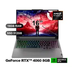 LENOVO - Laptop SLIM5 16AHP9 LEGION R7 8845HS,16GB RAM,512GB SSD,RTX4060-8GB,SIN WINDOW,16",83DH0086LM