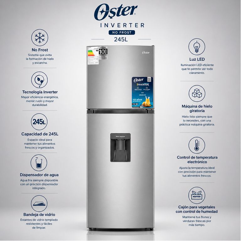 REFRIGERADOR INVERTER NO FROST 245L OS PNFH2902VD