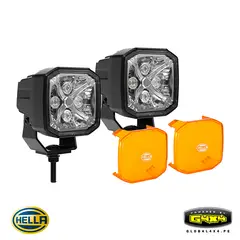 HELLA - 2 Faros Led Xtreme 3.6′ 40w 5000lm Luz Blanca y DRL con cubierta y ramal