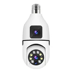 GENERICO - Foco Cámara WiFi Full HD Doble Lente con Visión Nocturna y Audio
