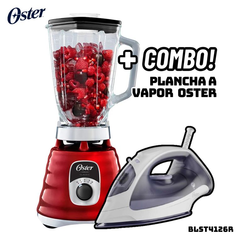 LICUADORA CLASICA 3 VELOCIDADES 1000W CROMADA ROJA - BLST4126R + PLANCHA