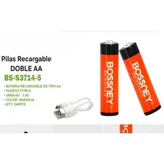GENERICO - Pilas AA Recargables de Litio 1.5V 2 Unidades Alta Duración USB Multiuso