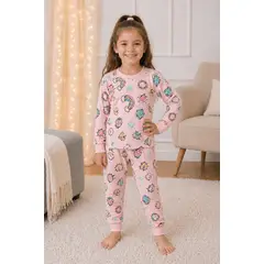 GENERICO - Pijama de Algodon para Niñas de Arcoiris Manga Larga Conjunto Completo Infantil
