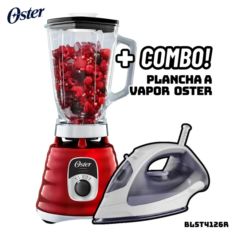 LICUADORA CLASICA 3 VELOCIDADES 1000W CROMADA ROJA - BLST4126R + PLANCHA
