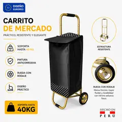 IMSARACKS - Carrito de mercado plegable -Euro Coche PRO con Bolso y rueda con rodaje