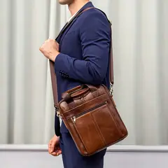 ALDEBARAN - Morral de Cuero Vacuno 8577 Alta Capacidad (Laptop 13" y A4)