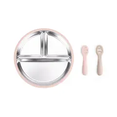 VERSATINO - Combo Plato + Precucharas de Silicona 6M+ - Rosa