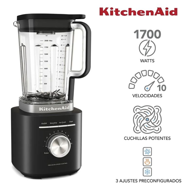 Licuadora 1700 Watts Vaso 2 Litros 10 Velocidades Negro